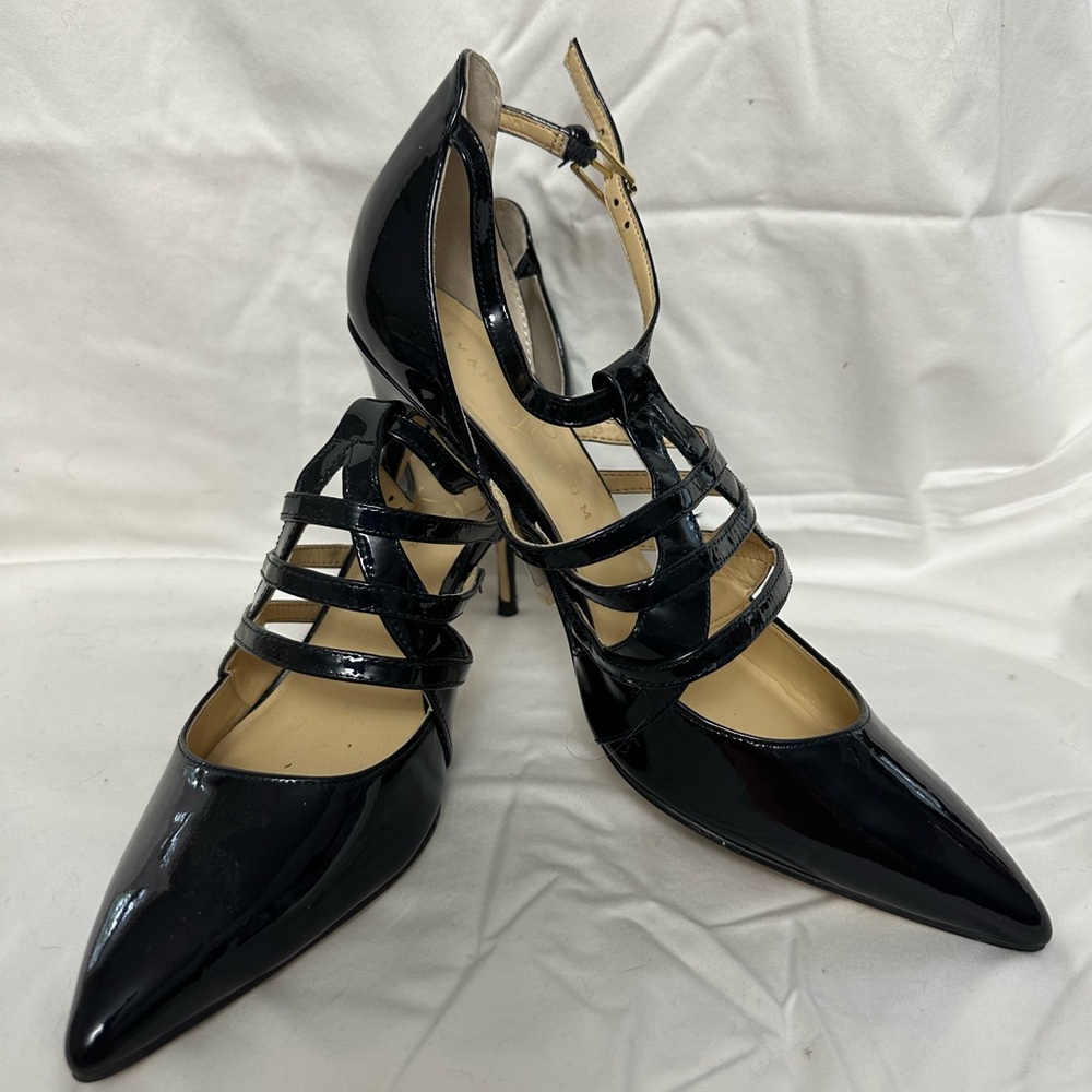 Black patent leather heels